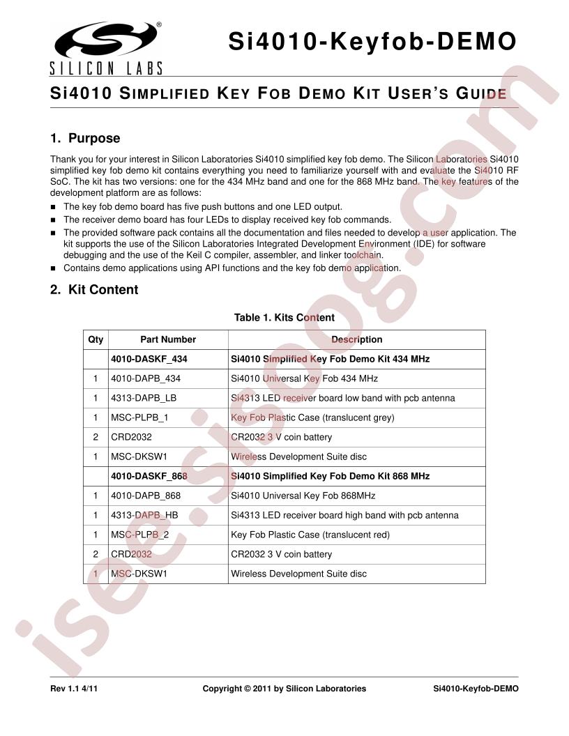Si4010-Keyfob-DEMO Kit