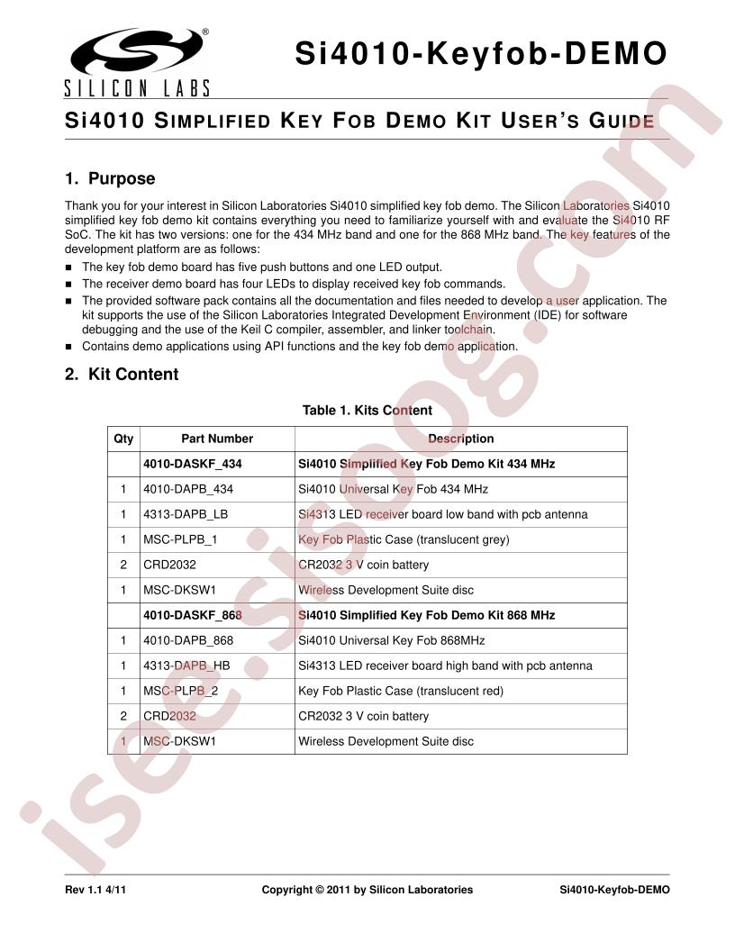 Si4010-Keyfob-DEMO Kit