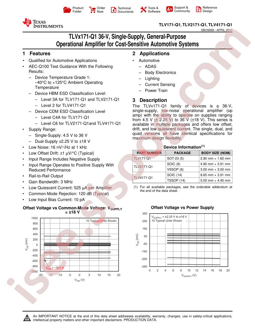 TLV171,2171,4171-Q1 Datasheet