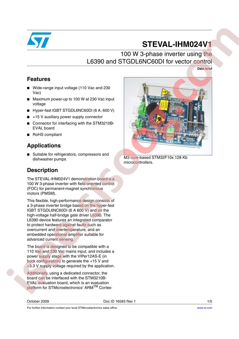 STEVAL-IHM024V1 Data Brief