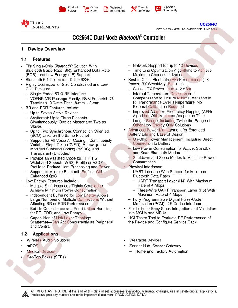 CC2564C Datasheet