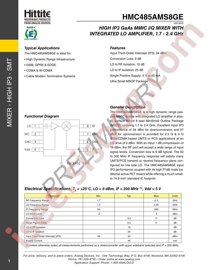 HMC485AMS8GE