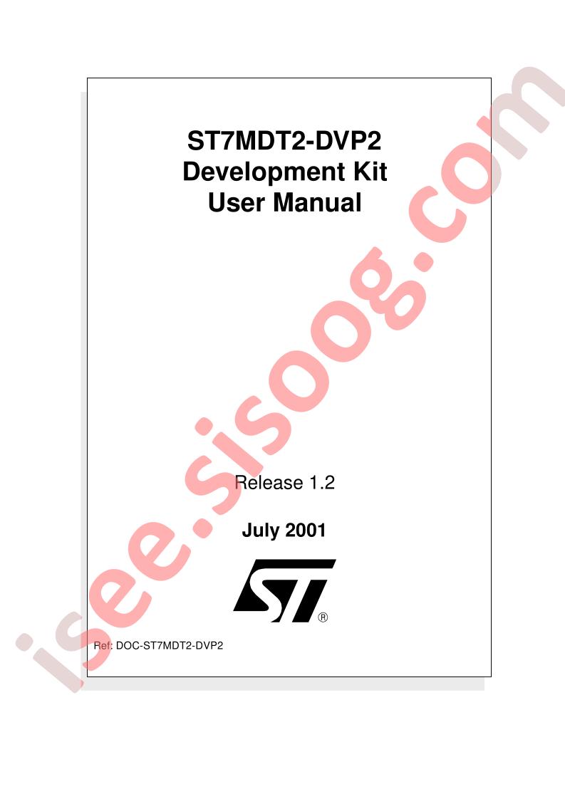 ST7MDT2-DVP2 Dev Kit Manual