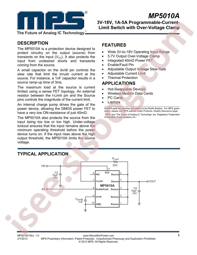 MP5010A Datasheet