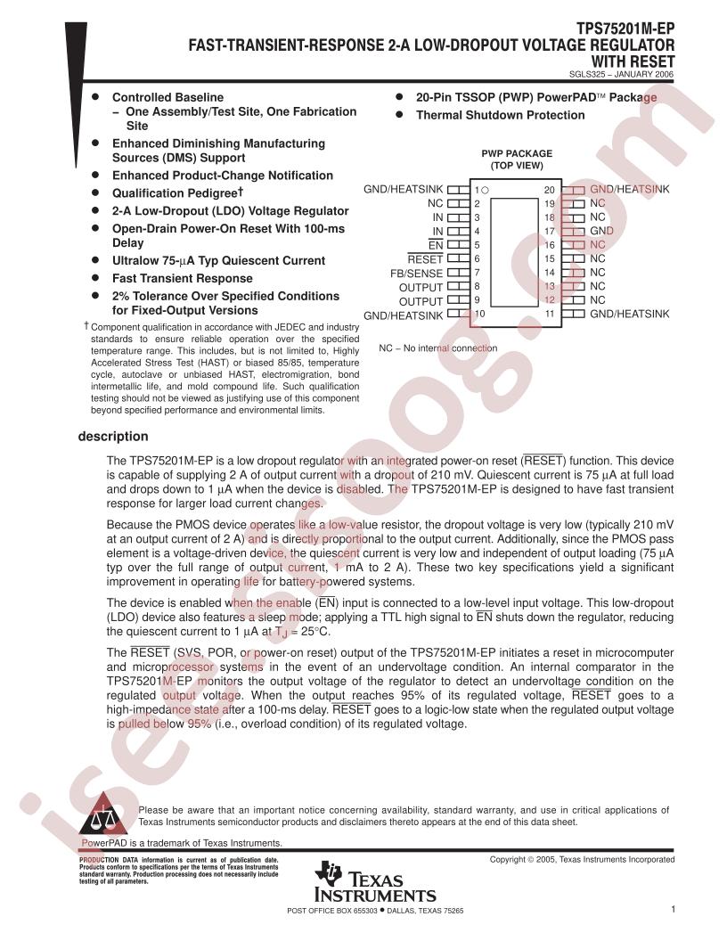 TPS75201M-EP