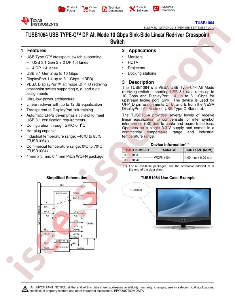 TUSB1064 Datasheet
