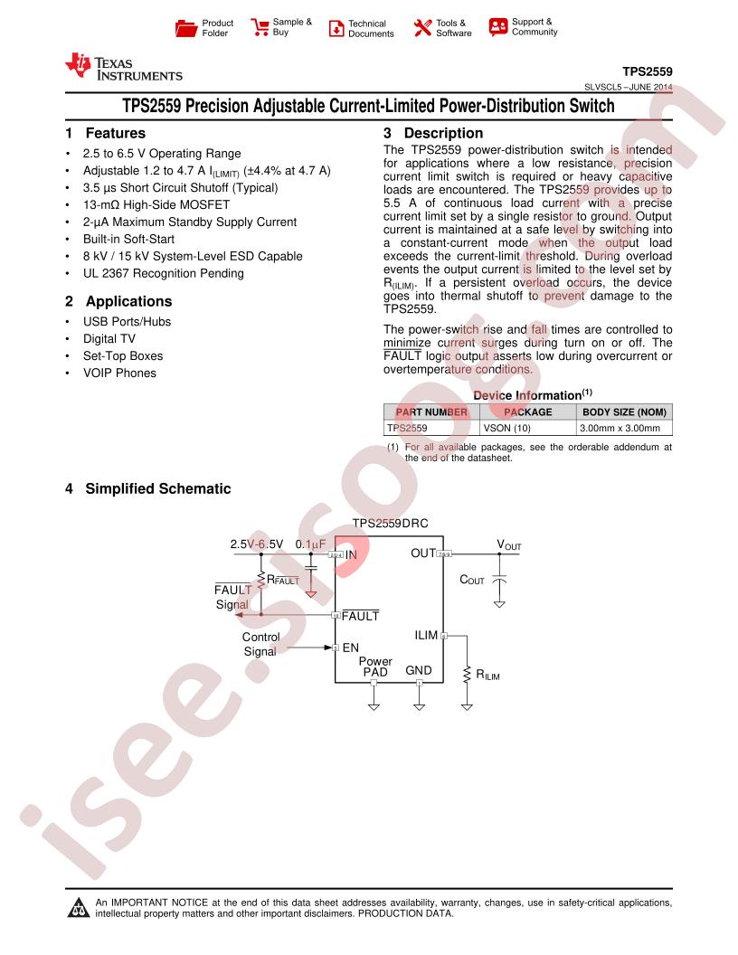 TPS2559 Datasheet