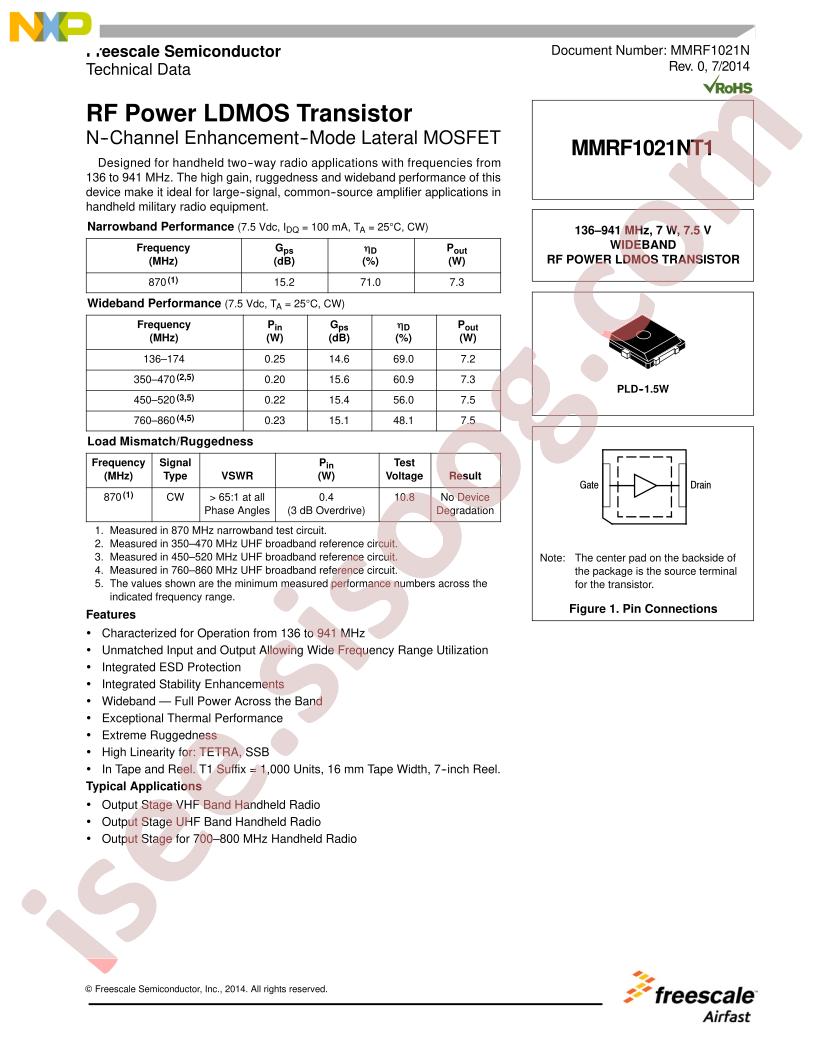MMRF1021NT1 Datasheet