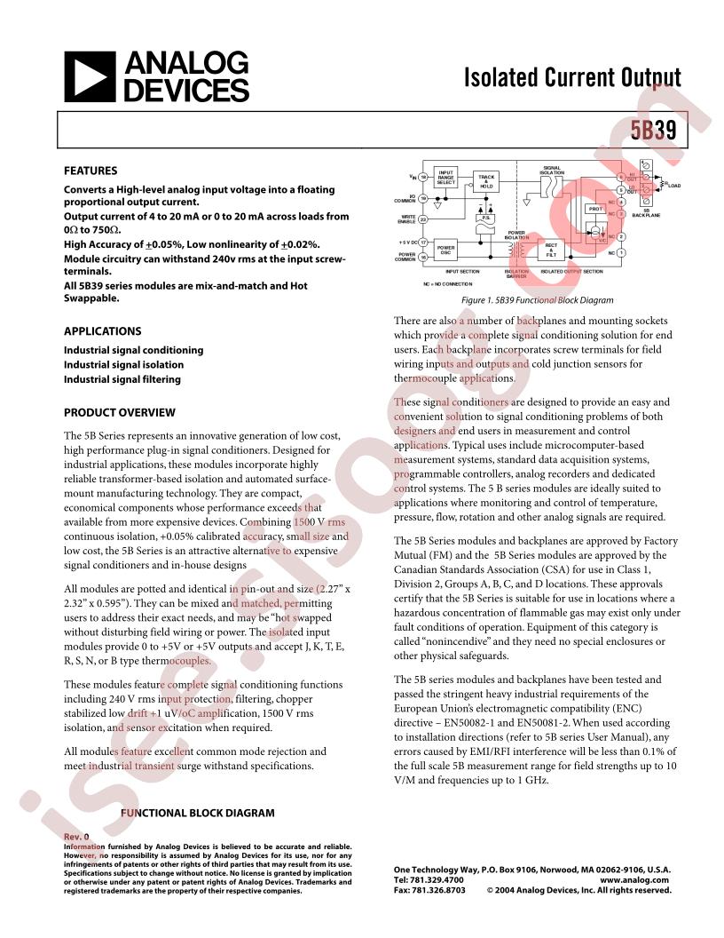 5B39 Datasheet