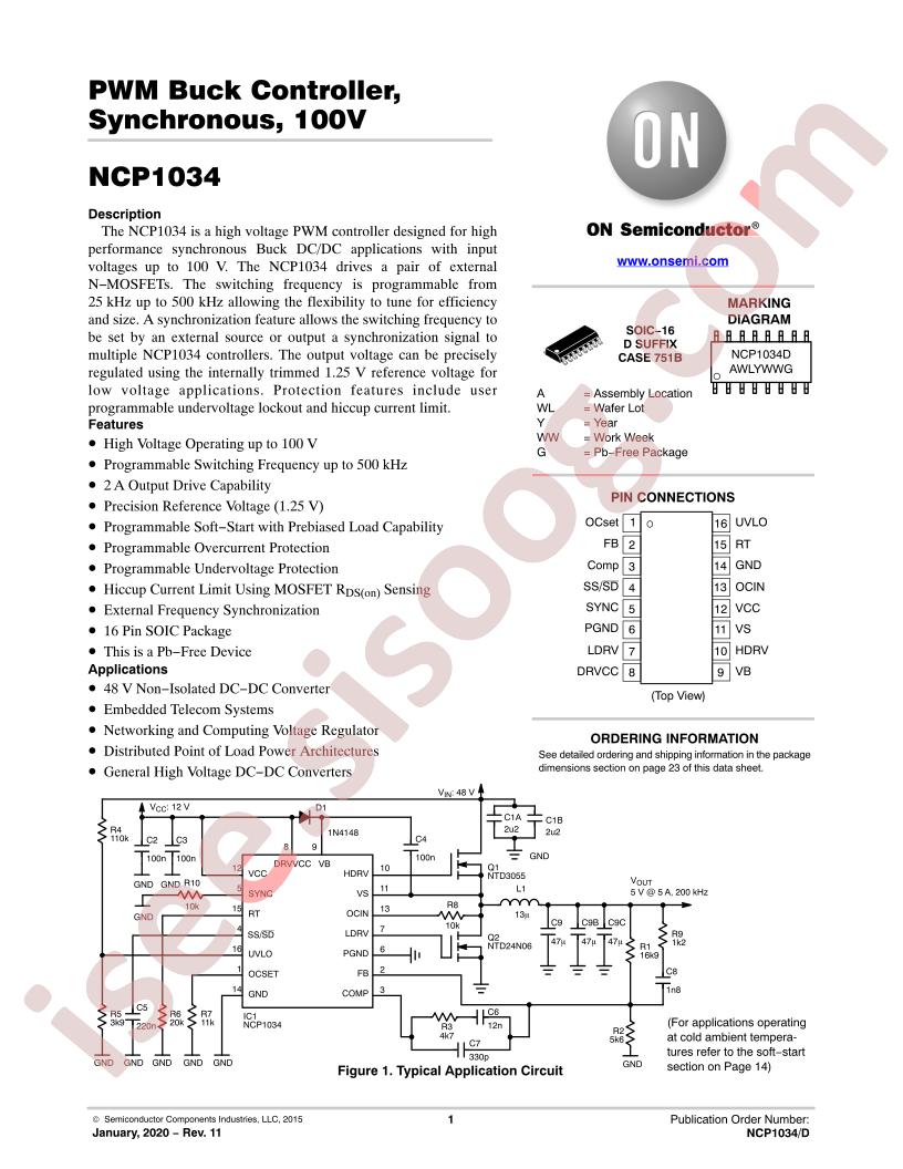 NCP1034 Datasheet