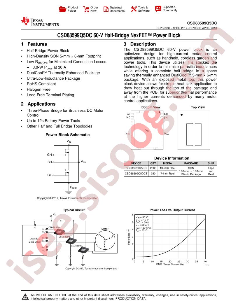 CSD88599Q5DC Datasheet