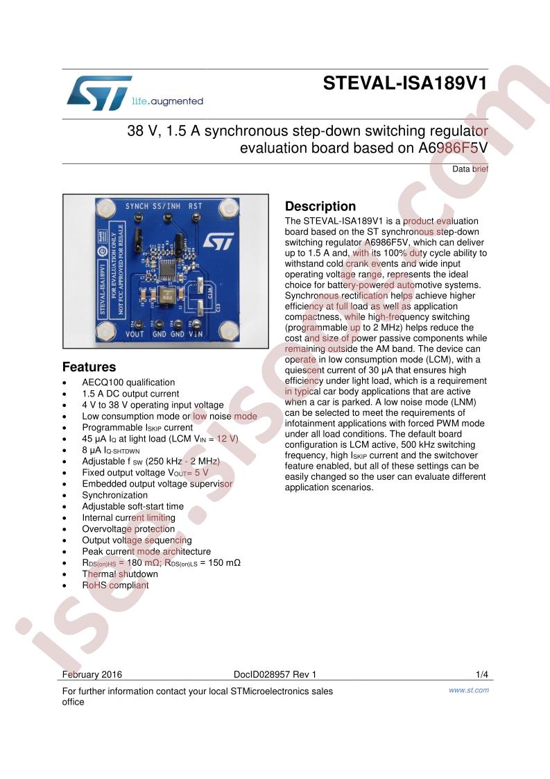 STEVAL-ISA189V1 Data Brief