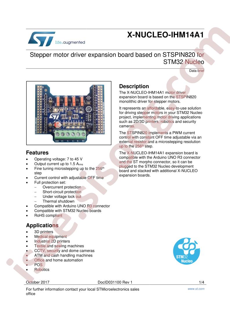 X-NUCLEO-IHM14A1 Data Brief