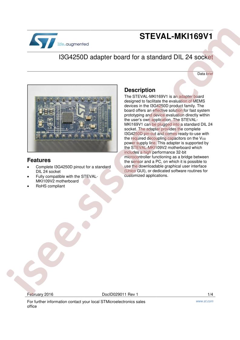 STEVAL-MKI169V1 Data Brief