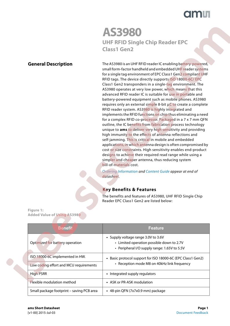 AS3980 Datashort