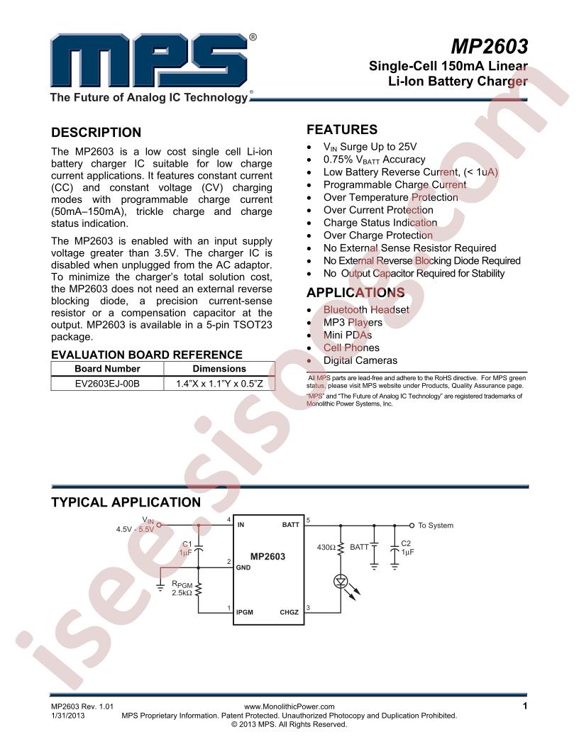 MP2603 Datasheet