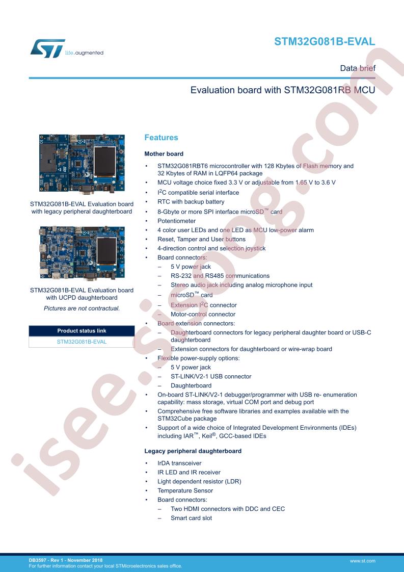 STM32G081B-EVAL Data Brief