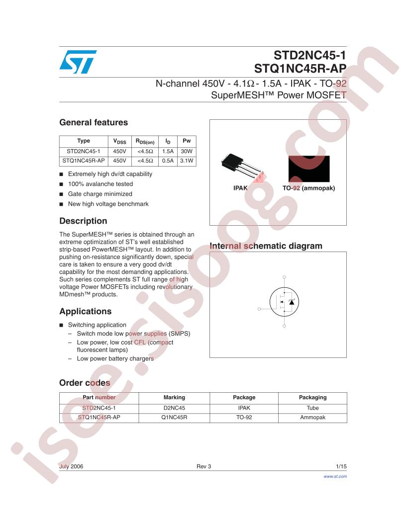 STD2NC45-1,STQ1NC45R-Ap