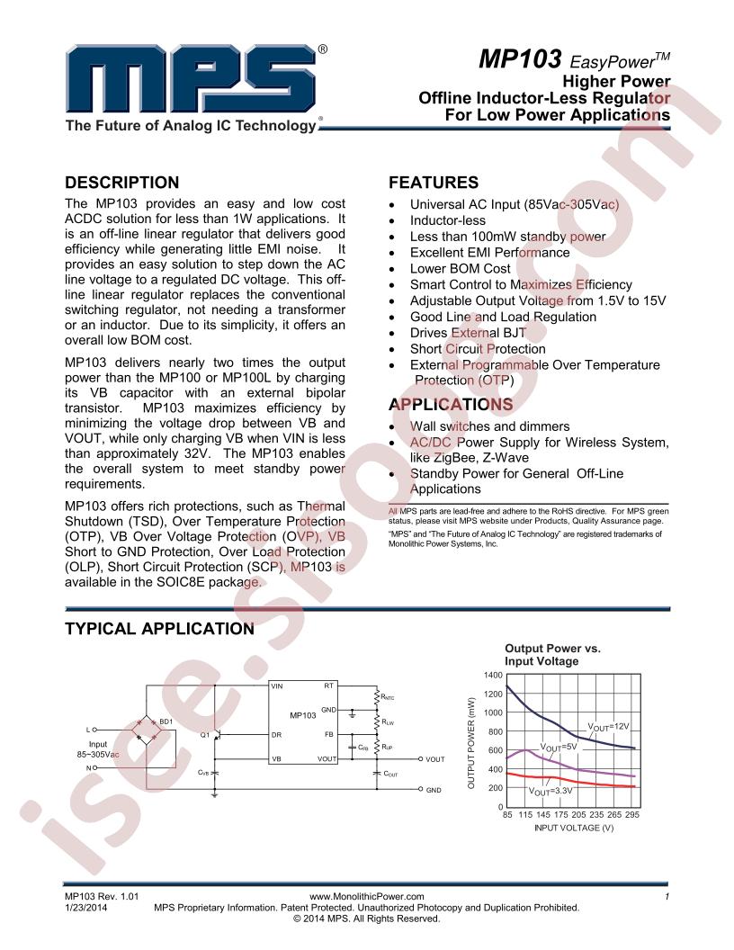 MP103 Datasheet