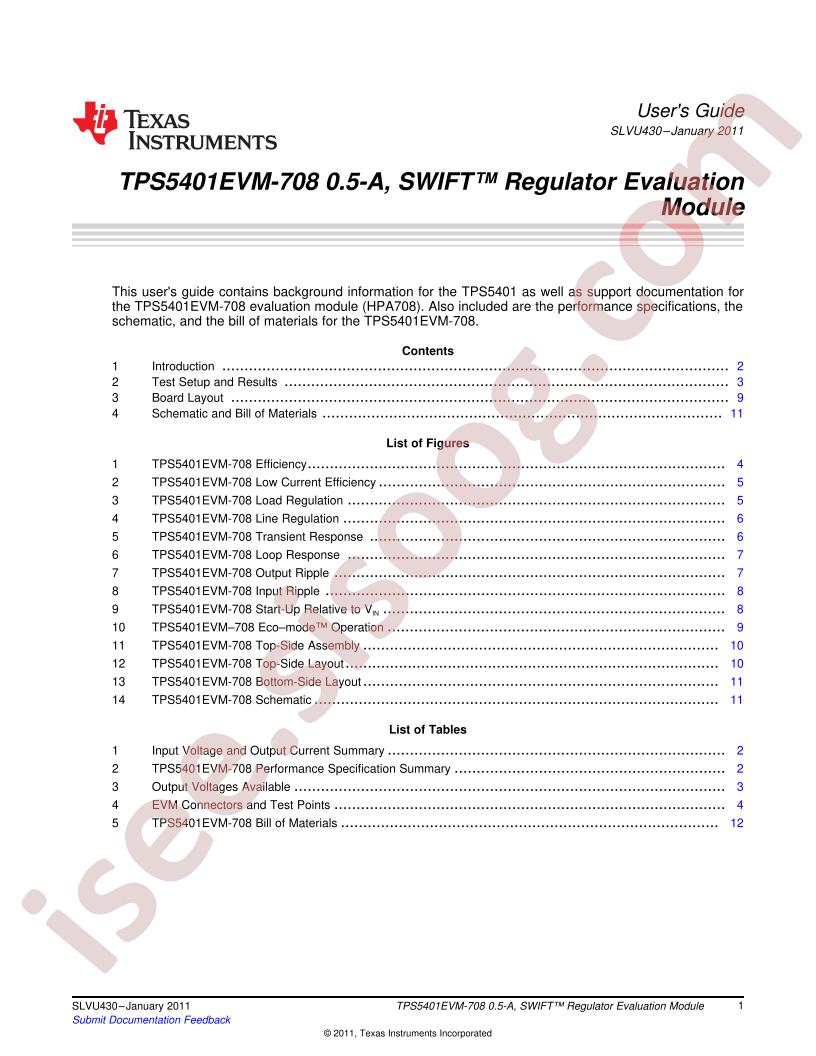 TPS5401EVM-708 User Guide