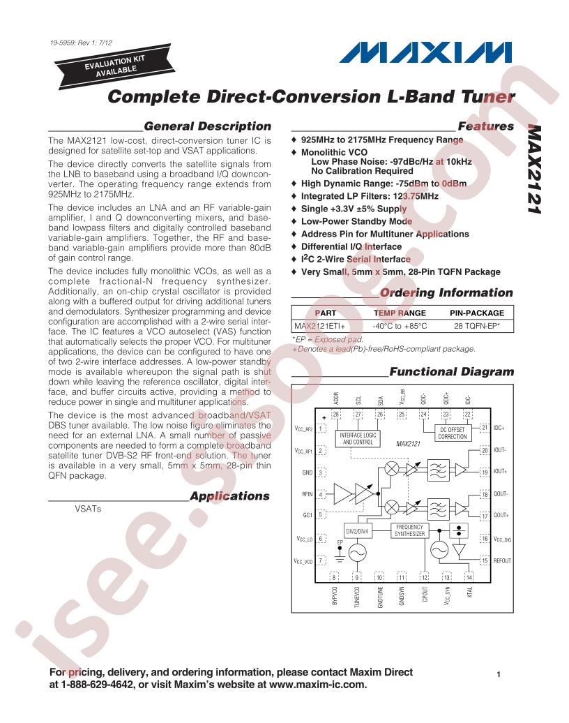 MAX2121 Datasheet