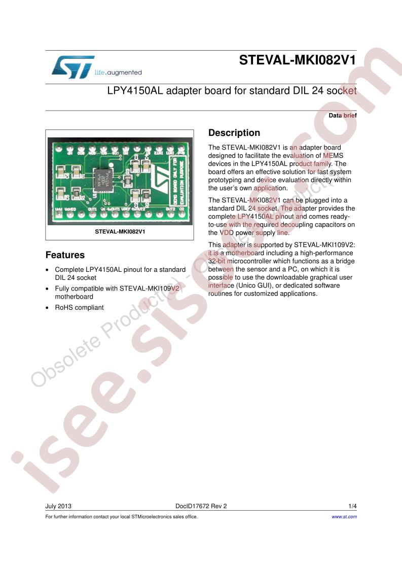 STEVAL-MKI082V1 Data Brief