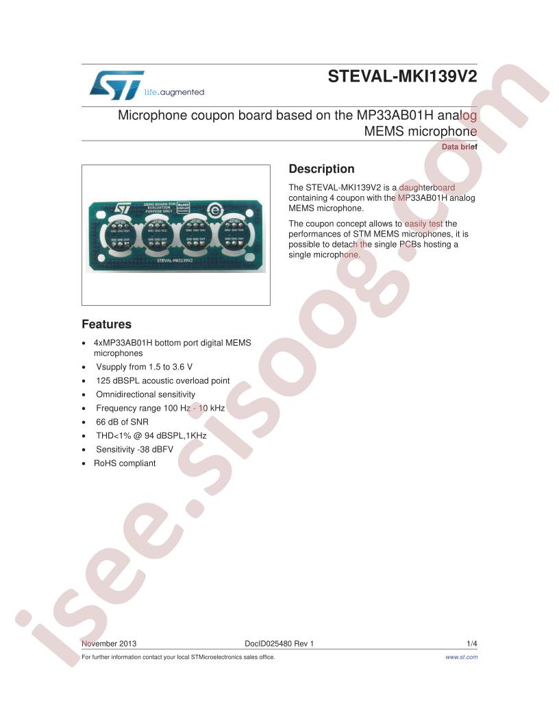 STEVAL-MKI139V2 Data Brief