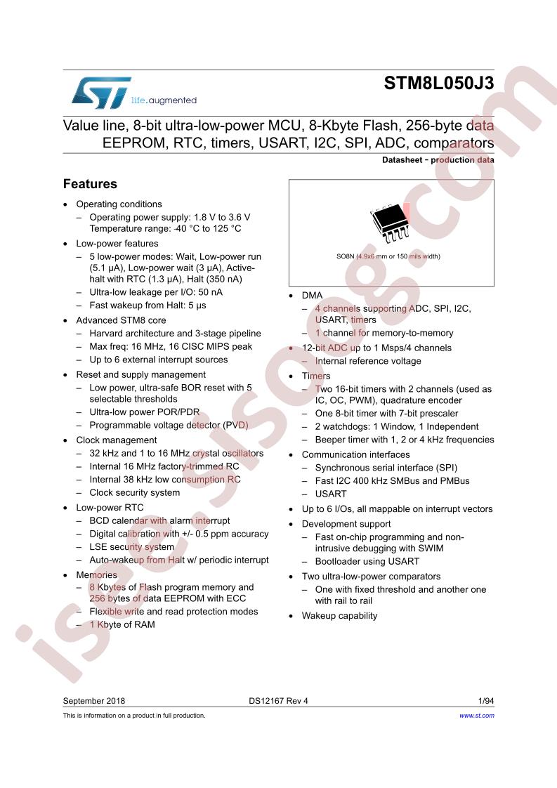 STM8L050J3M3 Datasheet