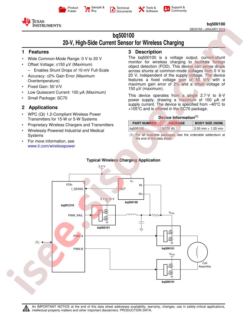 BQ500100 Datasheet