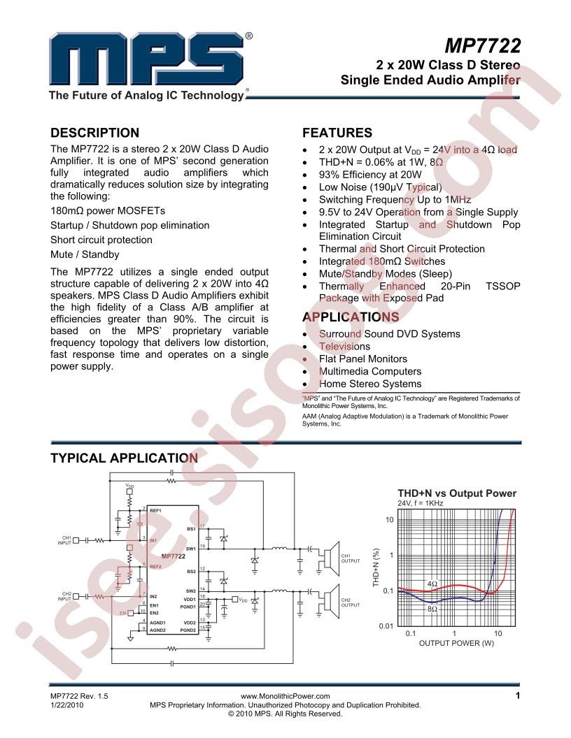 MP7722 Datasheet