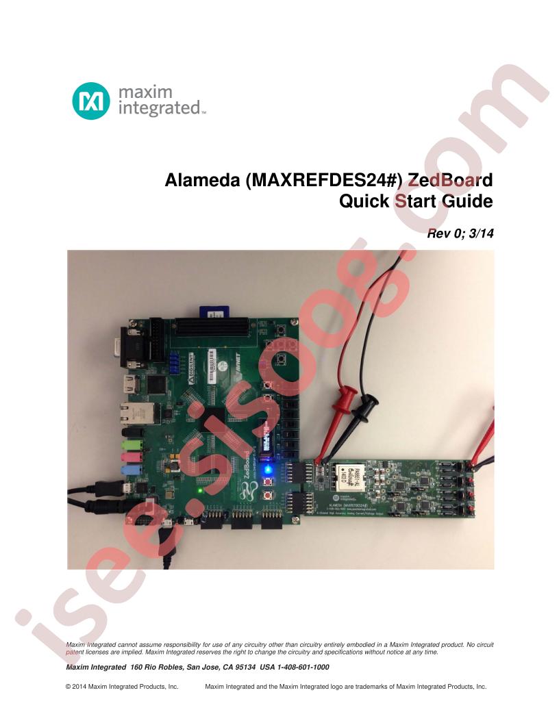 Alameda (MAXREFDES24#) ZedBoard Quick Start Guide
