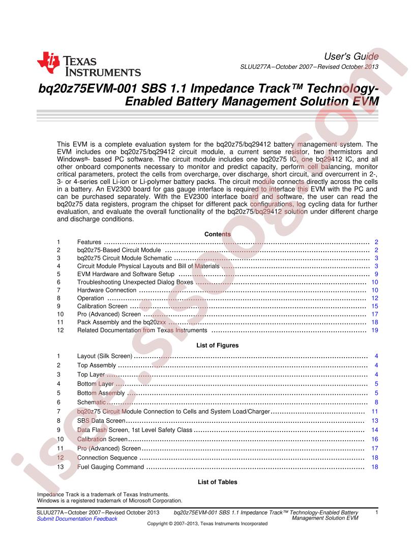BQ20Z75 EVM-001