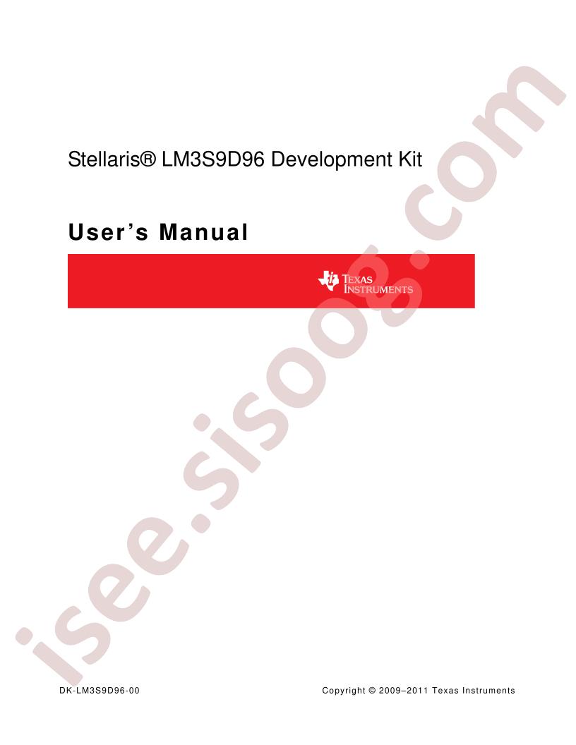 LM3S9D96 Dev Kit User Manual