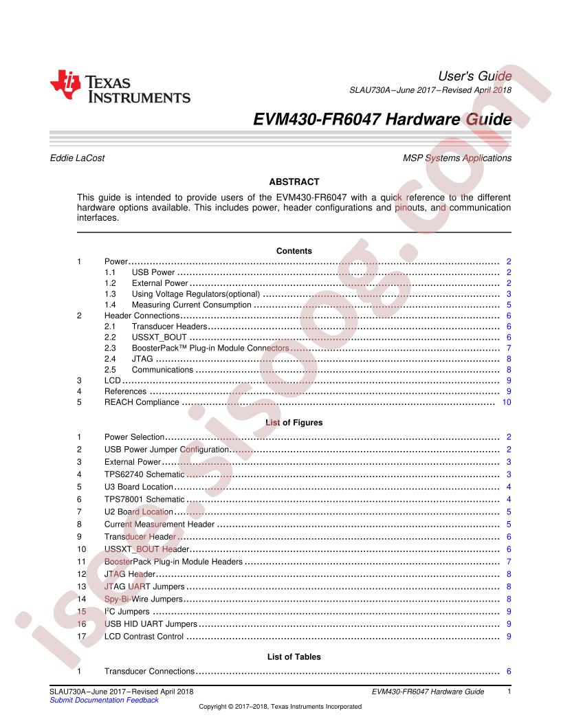 EVM430-FR6047 Hardware Guide