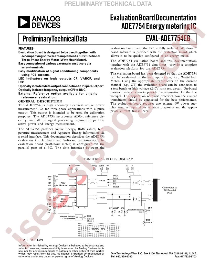 EVAL-ADE7754EB Preliminary