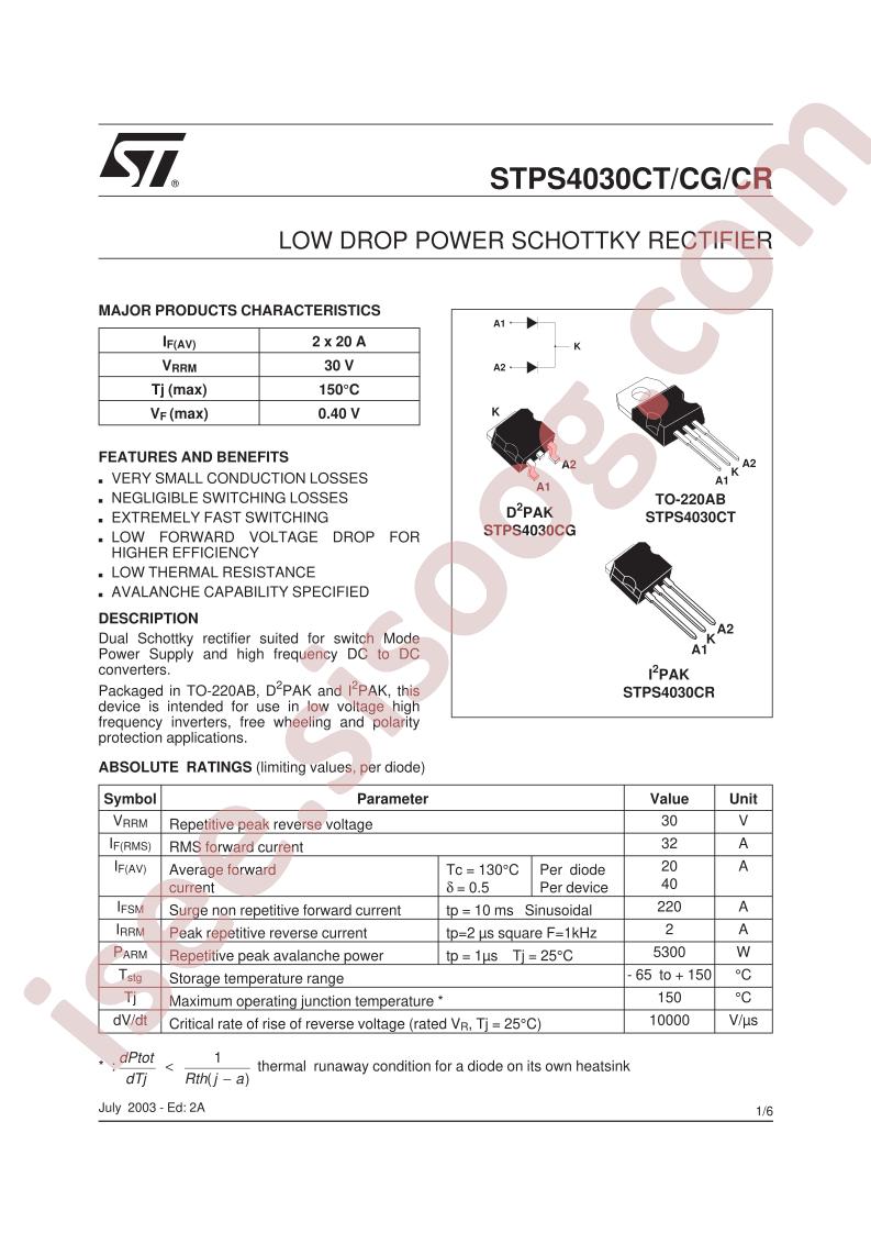 STPS4030CT/CG/CR