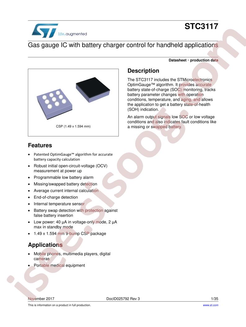 STC3117 Datasheet
