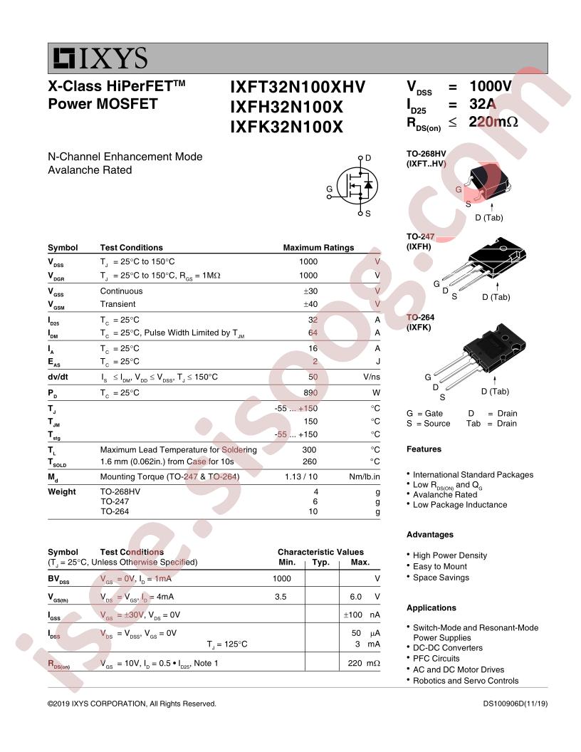 IXFx32N100X(HV) Datasheet Prelim