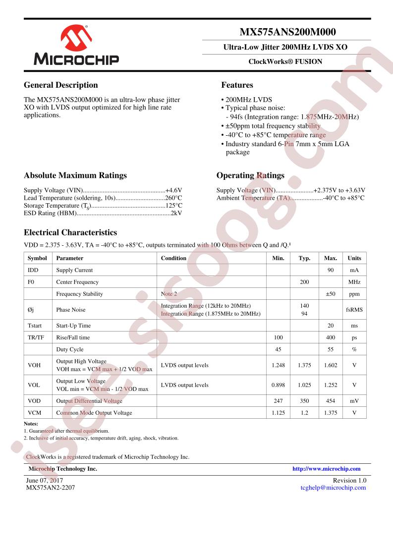 MX575ANS200M000 Datasheet
