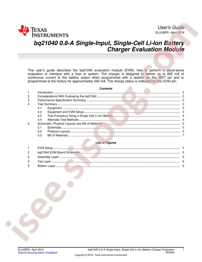 BQ21040EVM-777 User Guide