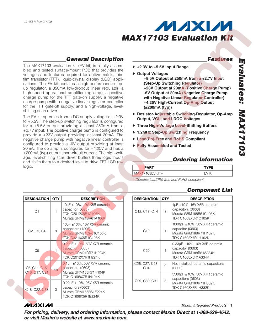MAX17103 Eval Kit