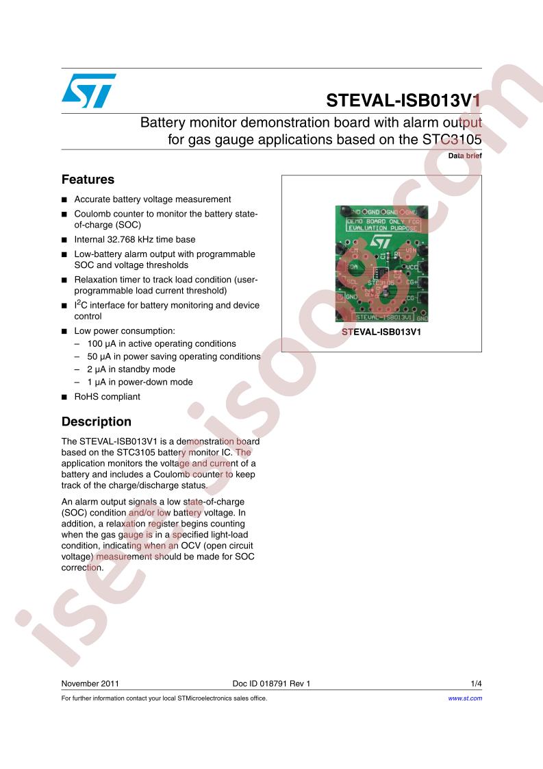 STEVAL-ISB013V1 Brief