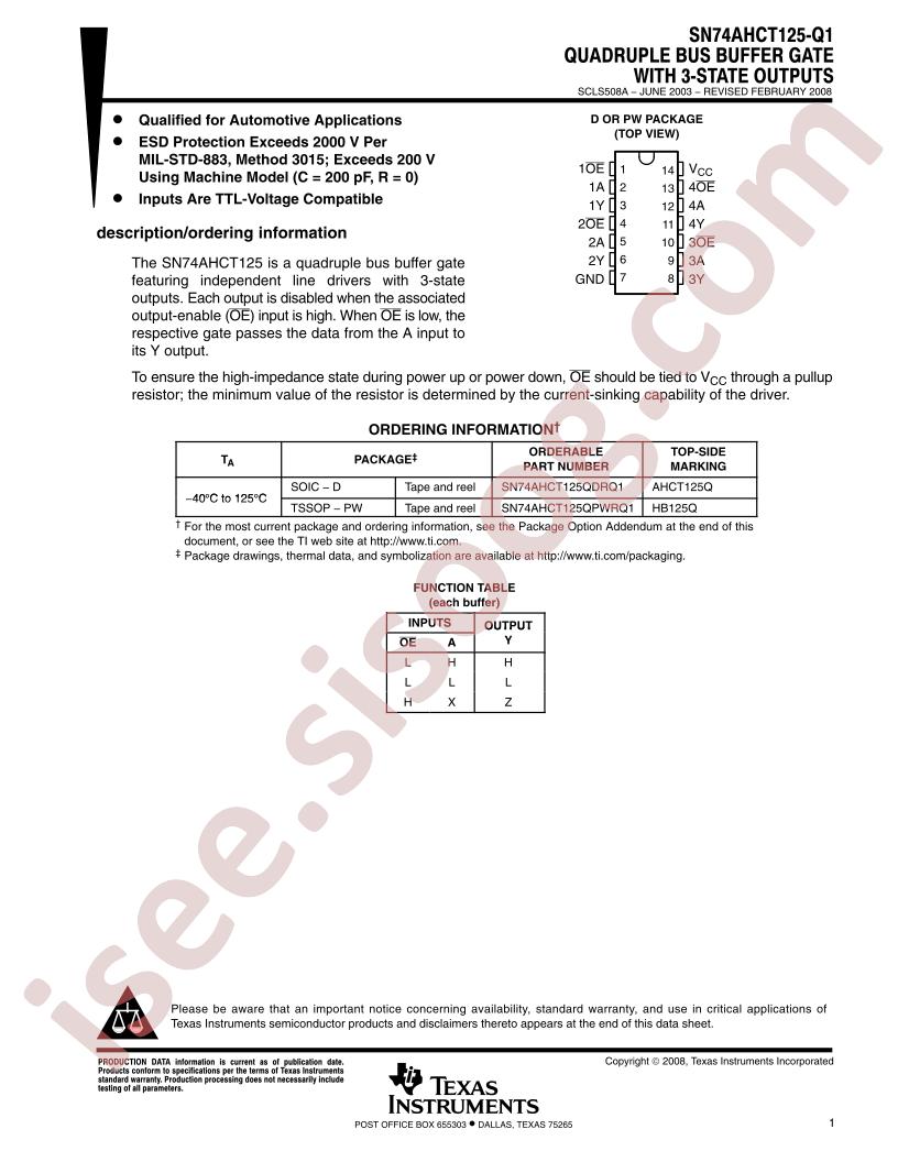 SN74AHCT125-Q1