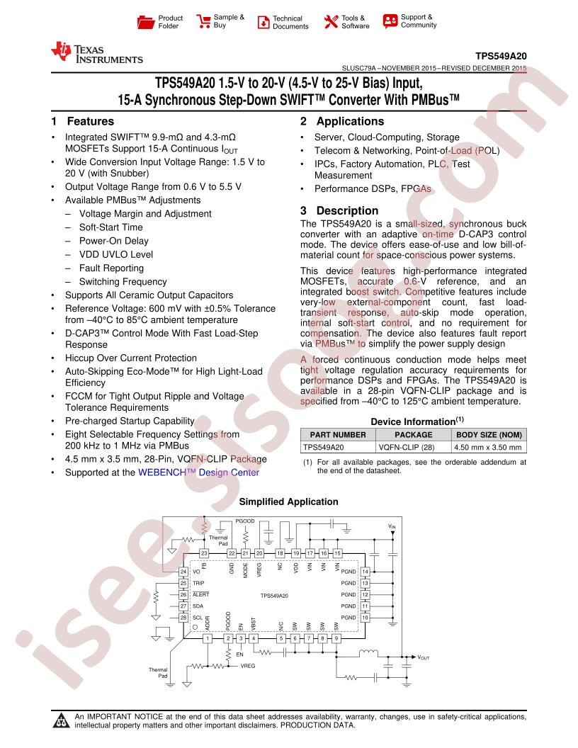 TPS549A20 Datasheet