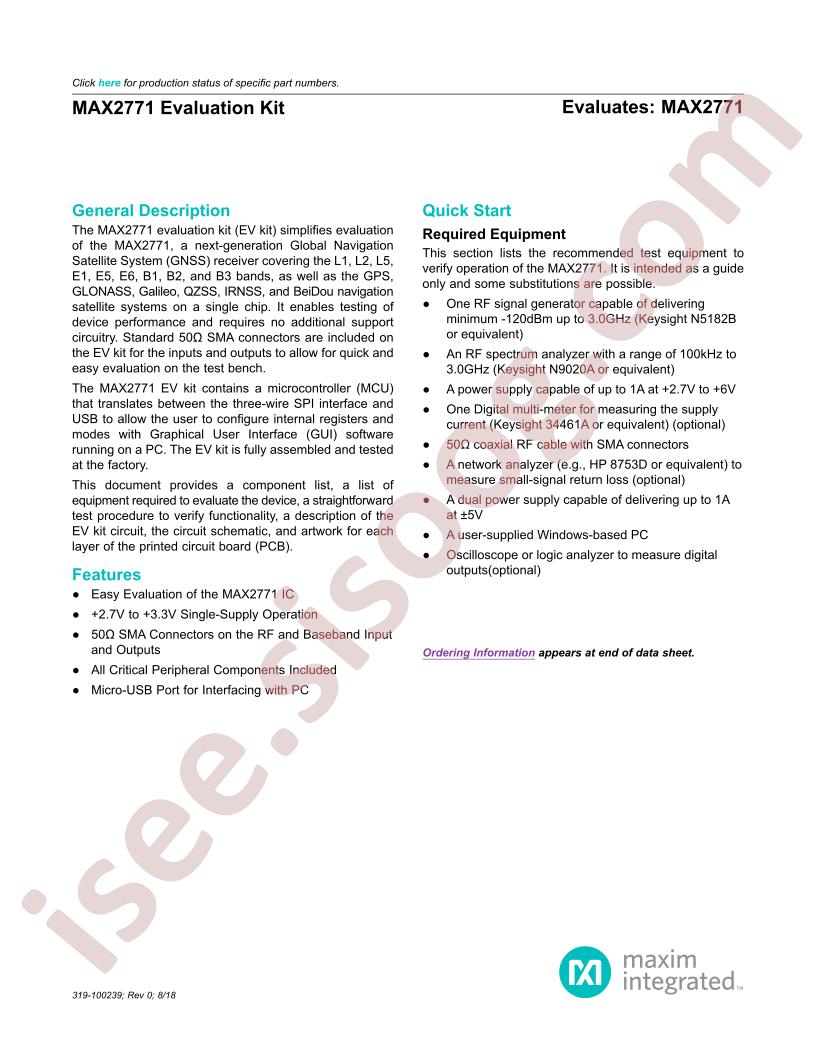 MAX2771 Evaluation Kit