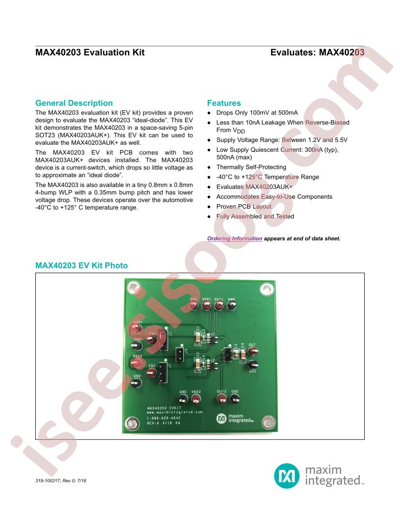 MAX40203 Evaluation Kit