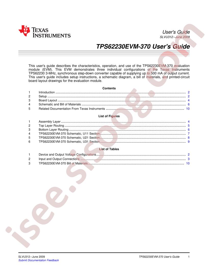 TPS62230EVM-370 Guide