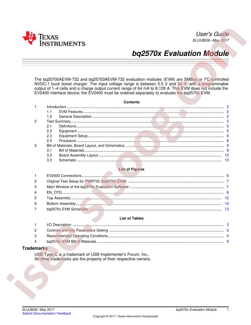 BQ2570xAEVM-732 User Guide