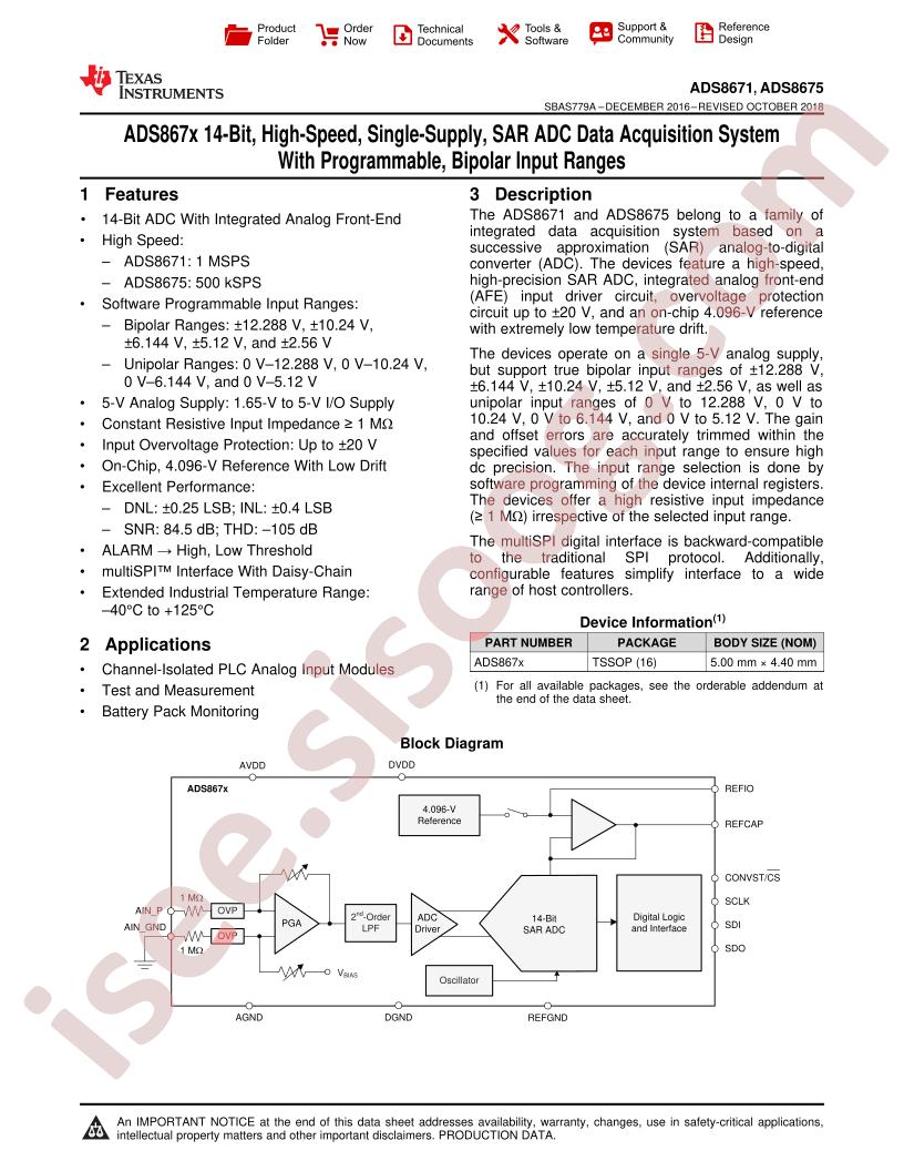 ADS8671, ADS8675 Datasheet