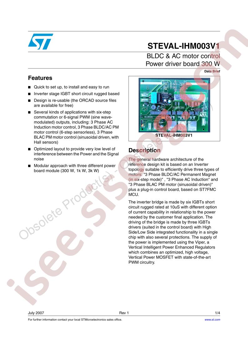 STEVAL-IHM003V1 Data Brief